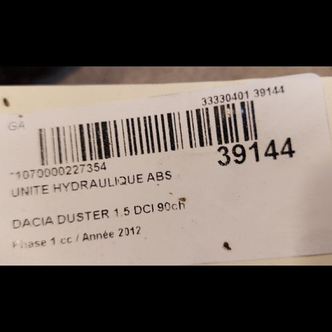 Unité hydraulique ABS occasion DACIA DUSTER Phase 1 03-2010->12-2013 1.5 DCI 90ch 3