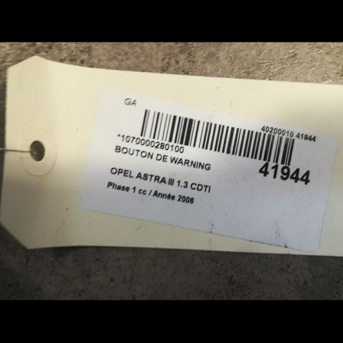 Bouton de warning occasion OPEL ASTRA III ASTRA III Phase 1 2004-04-01->2006-12-31 1.3 CDTI 13129293 3