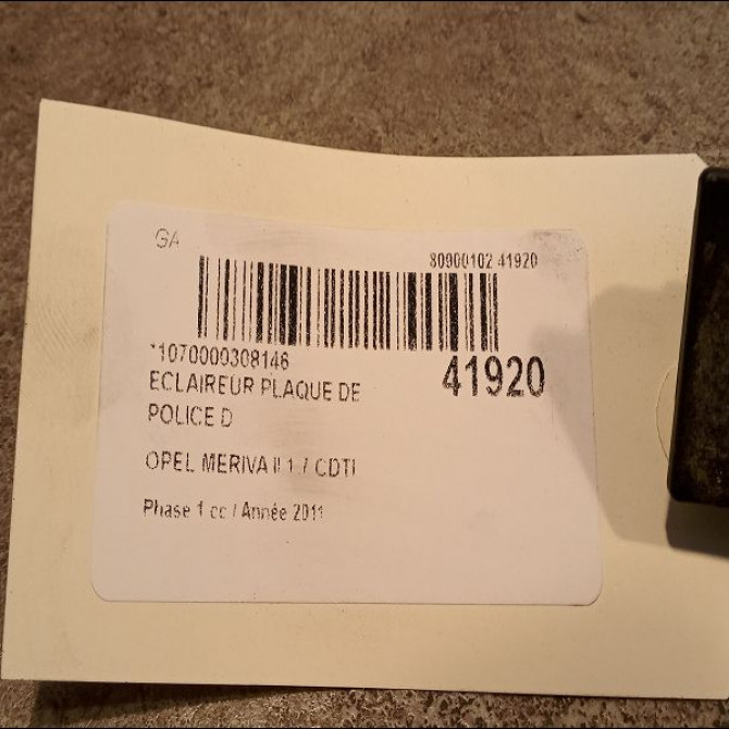 Eclaireur plaque de police d occasion OPEL MERIVA II Phase 1 09-2010->03-2014 1.7 CDTI 110ch 13251936 2