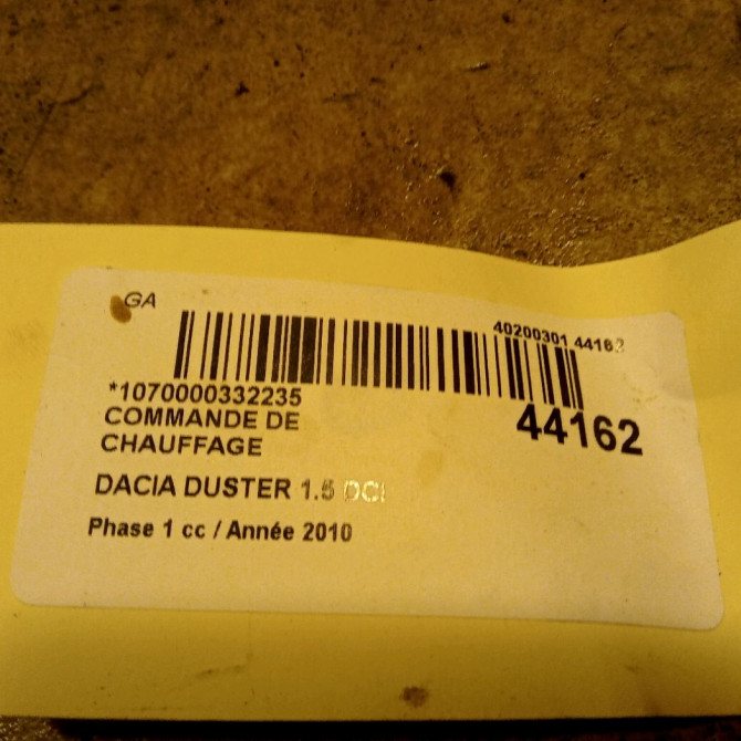 Commande de chauffage occasion DACIA DUSTER Phase 1 03-2010->12-2013 1.5 DCI 110ch 6001551800 3