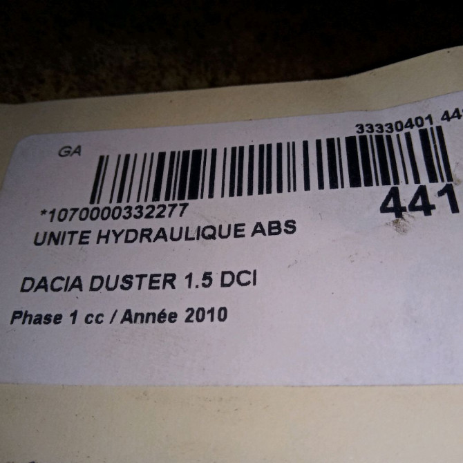 Unité hydraulique ABS occasion DACIA DUSTER Phase 1 03-2010->12-2013 1.5 DCI 110ch 6001551521 6