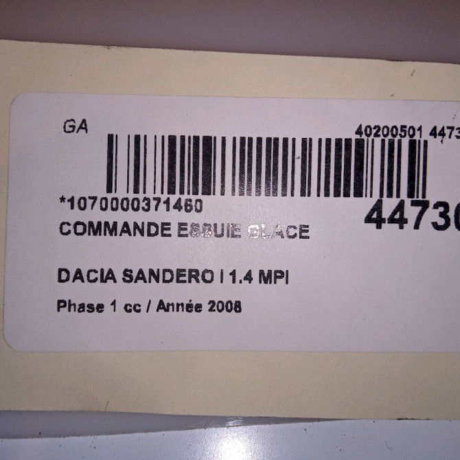 Commande essuie glace occasion DACIA SANDERO I Phase 1 06-2008->10-2012 1.4 MPI 75ch 6001551358 4