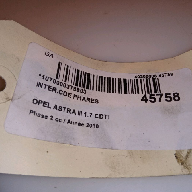 Interrupteur commande de phares occasion OPEL ASTRA III Phase 2 01-2007->04-2011 1.7 CDTI 110ch 13129642 4