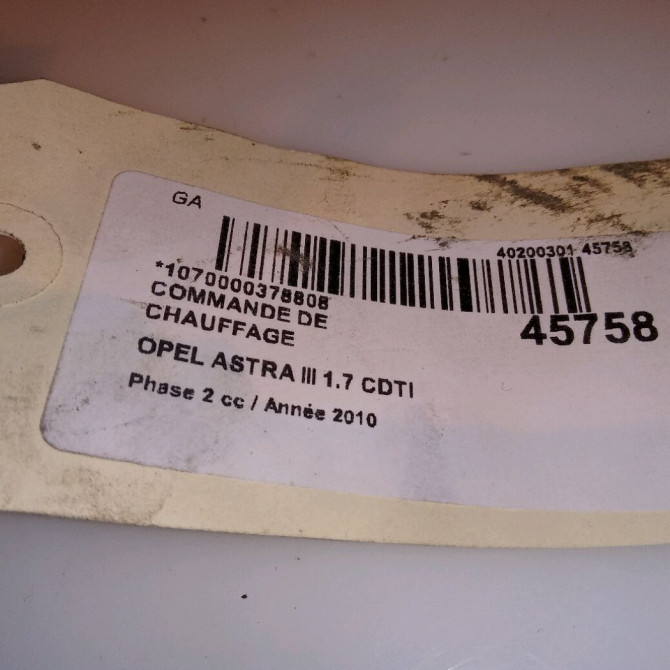 Commande de chauffage occasion OPEL ASTRA III Phase 2 01-2007->04-2011 1.7 CDTI 110ch 13308255 4