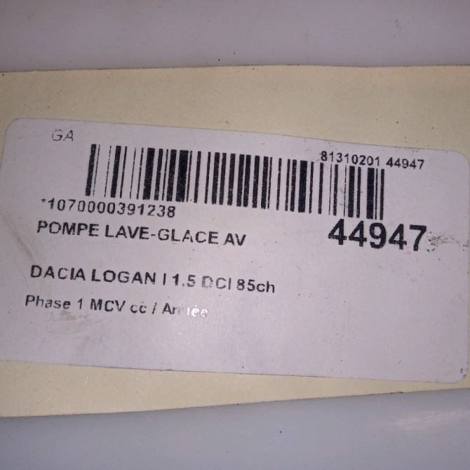 Pompe lave-glace avant occasion DACIA LOGAN I Phase 1 MCV 01-2007->10-2008 1.5 DCI 85ch 6001549444 4