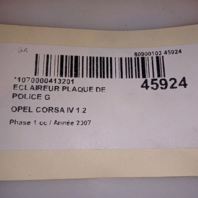 Eclaireur plaque de police g occasion OPEL CORSA IV Phase 1 09-2006->12-2010 1.2 TWINPORT 80ch 13251936 5