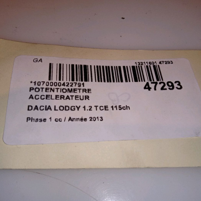 Potentiometre accelerateur occasion DACIA LODGY Phase 1 01-2012->... 1.2 TCE 115ch 4