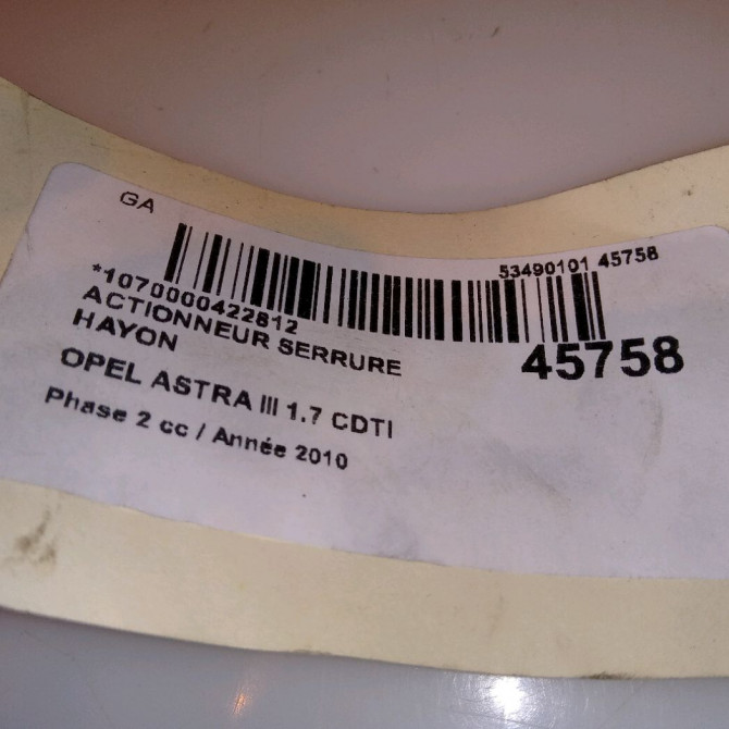 Actionneur serrure hayon occasion OPEL ASTRA III Phase 2 01-2007->04-2011 1.7 CDTI 110ch 4