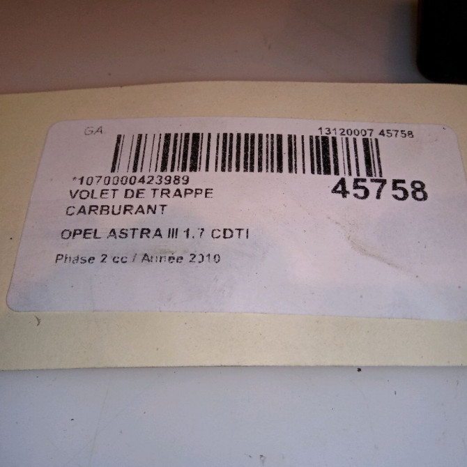 Volet de trappe carburant occasion OPEL ASTRA III Phase 2 01-2007->04-2011 1.7 CDTI 110ch 93183914 4