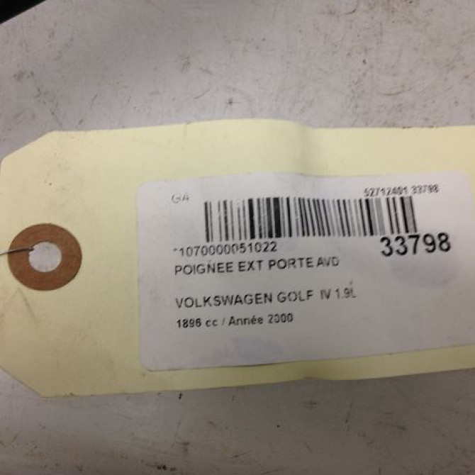Poignee ext porte avd occasion VOLKSWAGEN GOLF IV GOLF IV Phase 1 1998-01-01->2005-06-30 1.9 TDI 100ch 3B0837207F3FZ 3