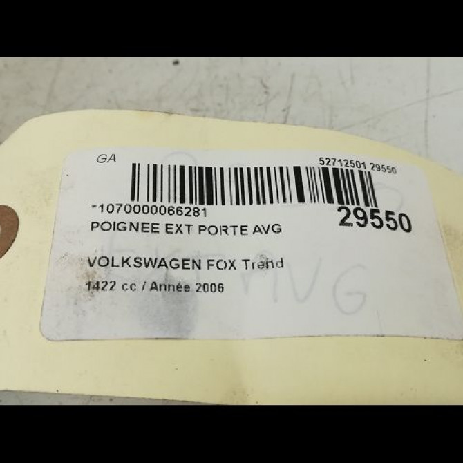 Poignee ext porte avg occasion VOLKSWAGEN FOX Phase 1 06-2005->09-2011 3B0837207F3FZ 3