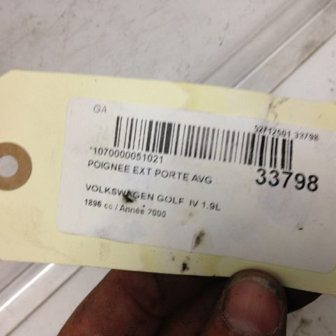 Poignee ext porte avg occasion VOLKSWAGEN GOLF IV GOLF IV Phase 1 1998-01-01->2005-06-30 1.9 TDI 100ch 3B0837207F3FZ 3