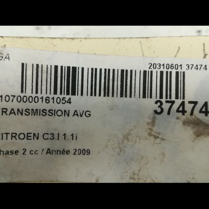 Transmission avant gauche occasion CITROEN C3 I Phase 2 10-2005->12-2010 1.1i 3272HP 4