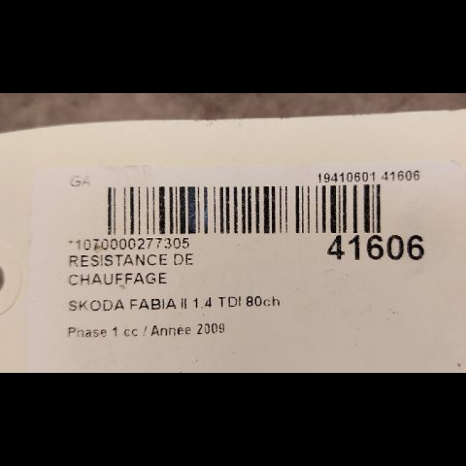 Resistance de chauffage occasion SKODA FABIA II Phase 1 05-2007->03-2010 1.4 TDI 80ch 6Q0959263A 3