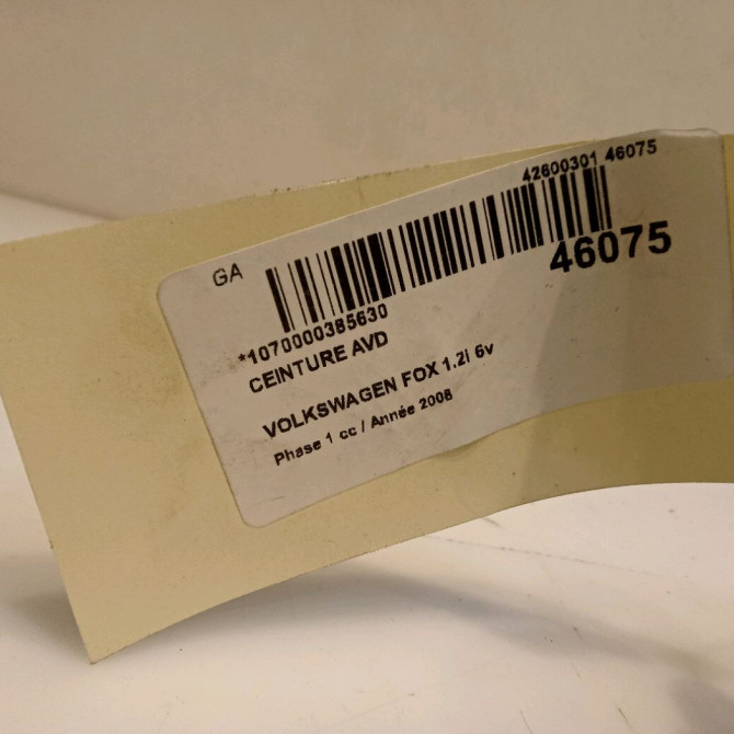 Ceinture avant droite occasion VOLKSWAGEN FOX Phase 1 06-2005->09-2011 1.2i 6v 55ch 5Z0857706AHCP 4