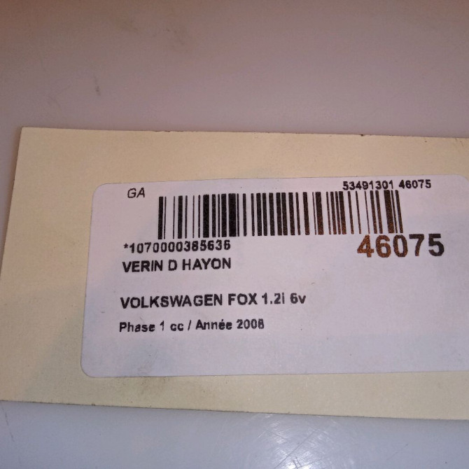 Verin droit hayon occasion VOLKSWAGEN FOX Phase 1 06-2005->09-2011 1.2i 6v 55ch 5Z6827550B 4