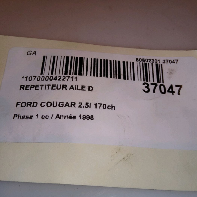 Répétiteur aile droite occasion FORD COUGAR Phase 1 10-1998->07-2001 2.5i 170ch 7169400 4