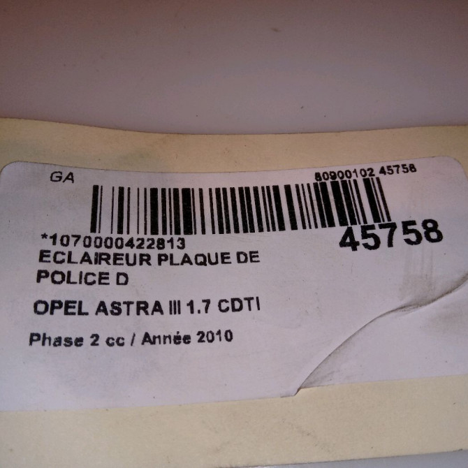 Eclaireur plaque de police d occasion OPEL ASTRA III Phase 2 01-2007->04-2011 1.7 CDTI 110ch 13251936 4