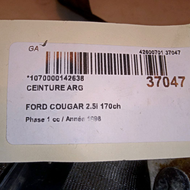 Ceinture arrière gauche occasion FORD COUGAR Phase 1 10-1998->07-2001 2.5i 170ch 1074238 4
