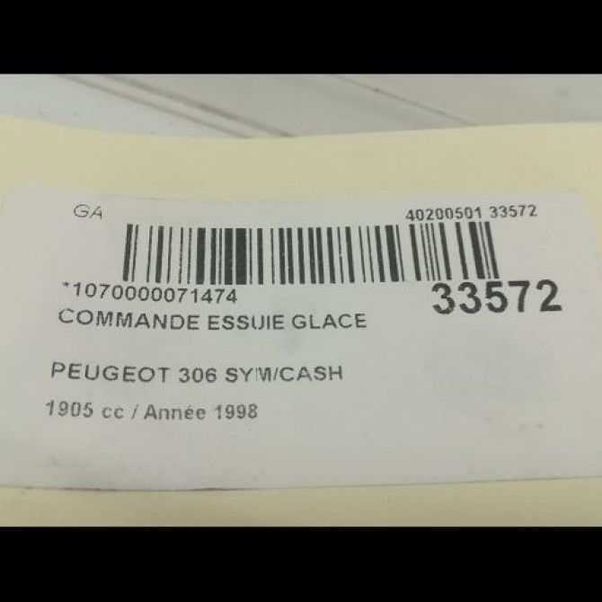 Commande essuie glace occasion PEUGEOT 306 Phase 2 04-1997->03-2002 TD 6239J1 5
