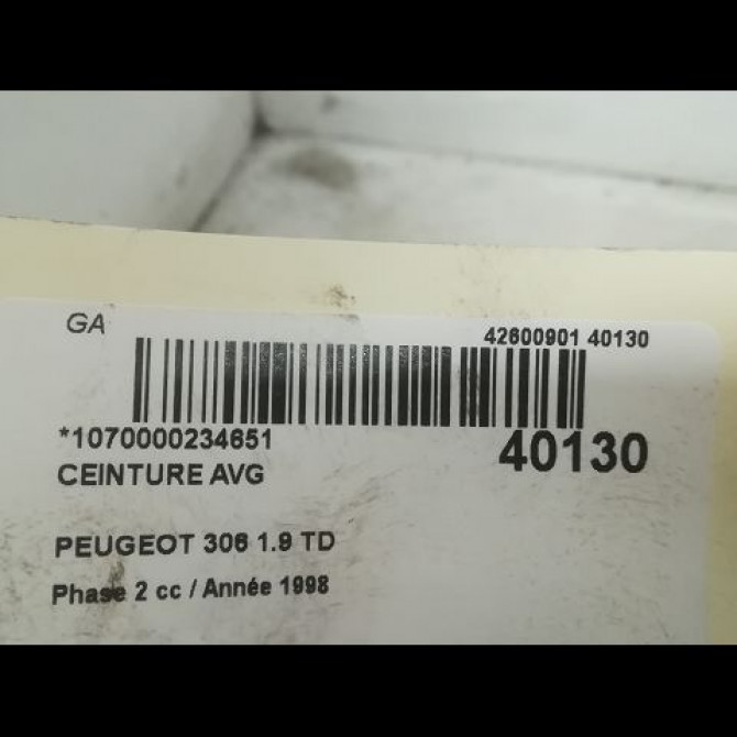 Ceinture avant gauche occasion PEUGEOT 306 Phase 2 04-1997->03-2002 1.9 TD 8972H0 4