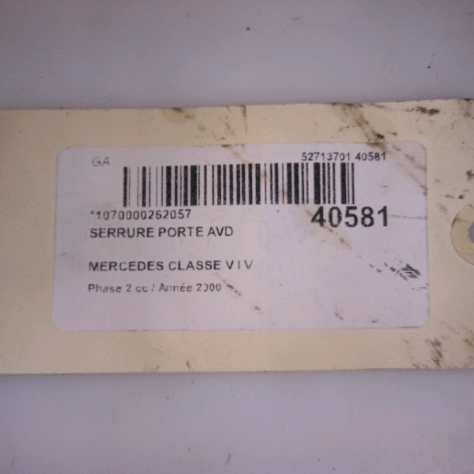 Serrure porte avd occasion MERCEDES CLASSE V I Phase 2 03-1999->10-2003 V 220 CDI 6387200535 4