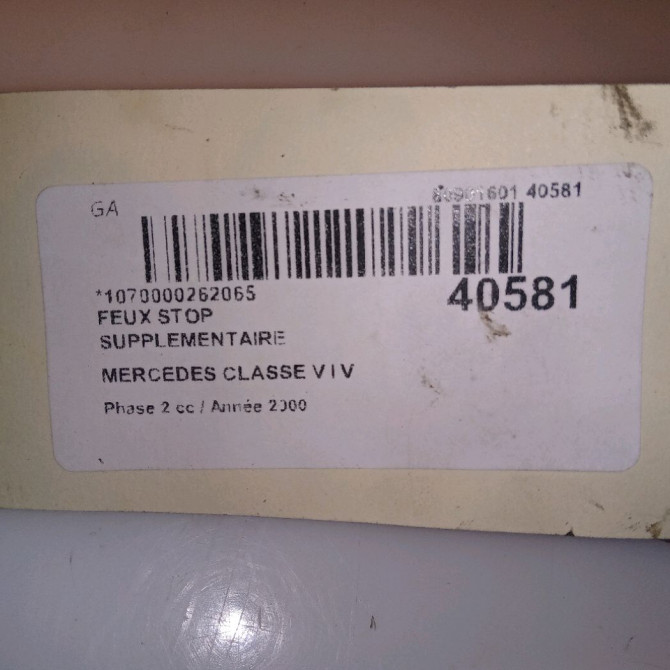 Feux stop supplementaire occasion MERCEDES CLASSE V I Phase 2 03-1999->10-2003 V 220 CDI 4