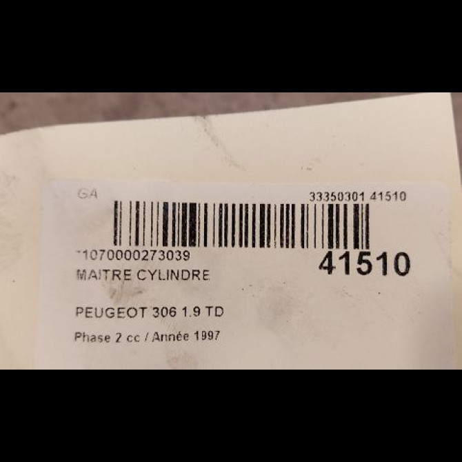 Maitre cylindre occasion PEUGEOT 306 Phase 2 04-1997->03-2002 1.9 TD 4601F9 2
