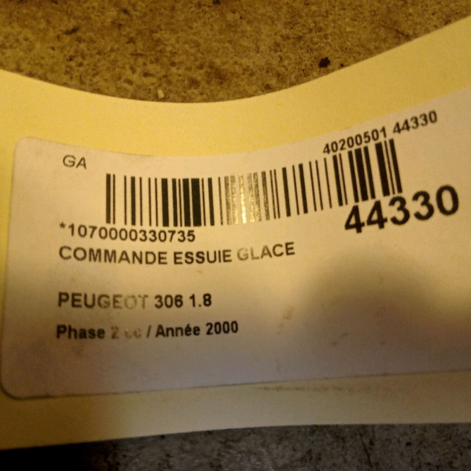 Commande essuie glace occasion PEUGEOT 306 Phase 2 04-1997->03-2002 1.8 6239J1 3