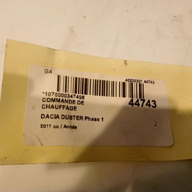 Commande de chauffage occasion DACIA DUSTER Phase 1 03-2010->12-2013 6001551800 4