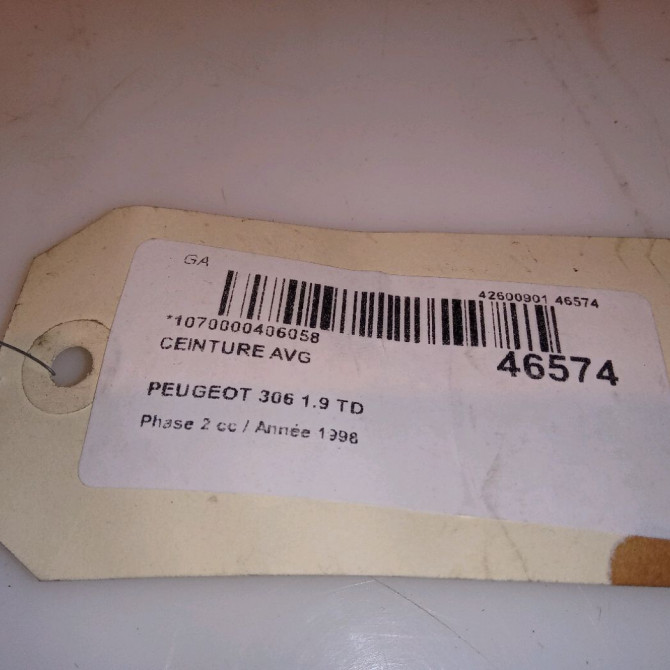 Ceinture avant gauche occasion PEUGEOT 306 Phase 2 04-1997->03-2002 1.9 TD 8972H0 4