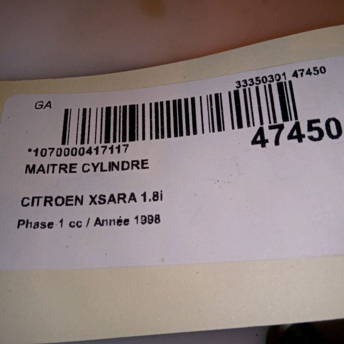 Maitre cylindre occasion CITROEN XSARA Phase 1 02-1998->09-2000 1.8i 4601F9 5