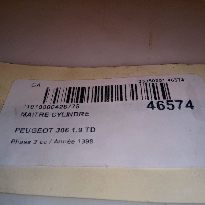 Maitre cylindre occasion PEUGEOT 306 Phase 2 04-1997->03-2002 1.9 TD 4601F9 4