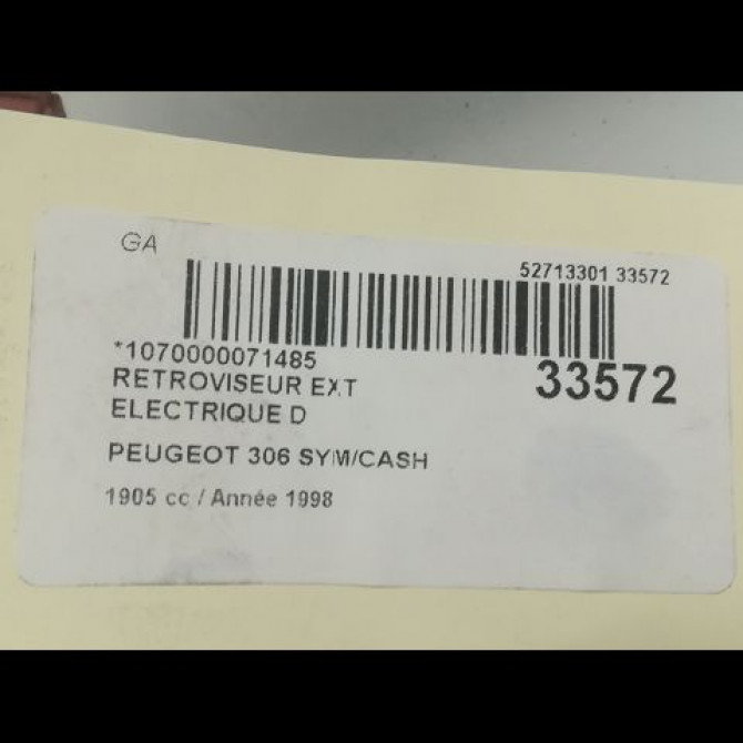 Retroviseur exterieur electrique droit occasion PEUGEOT 306 Phase 2 04-1997->03-2002 TD 8149G5 3