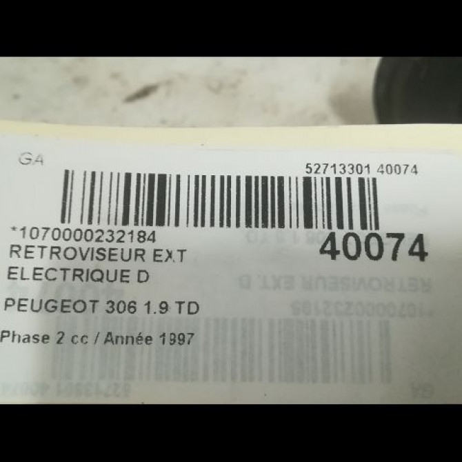 Retroviseur exterieur electrique droit occasion PEUGEOT 306 Phase 2 04-1997->03-2002 1.9 TD 8149G5 3