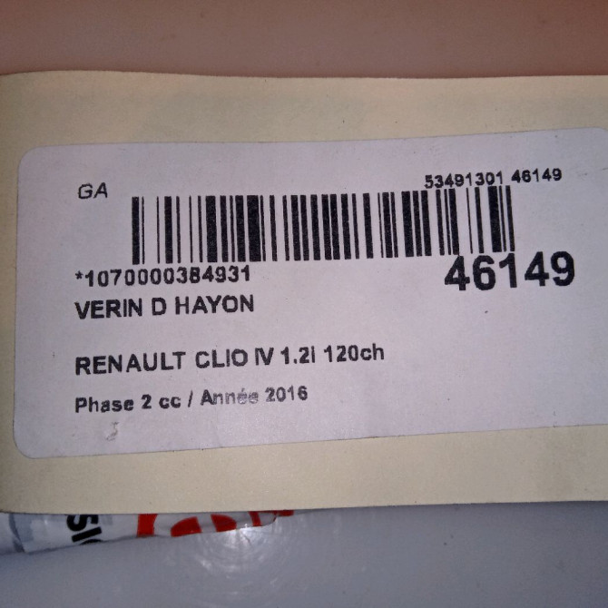 Verin droit hayon occasion RENAULT CLIO IV Phase 2 08-2016->... 1.2i 120ch 844308661R 3