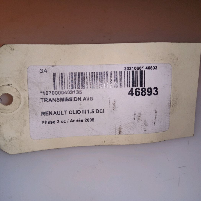 Transmission avant gauche occasion RENAULT CLIO III Phase 2 03-2009->12-2014 1.5 DCI 85ch 8200411381 5