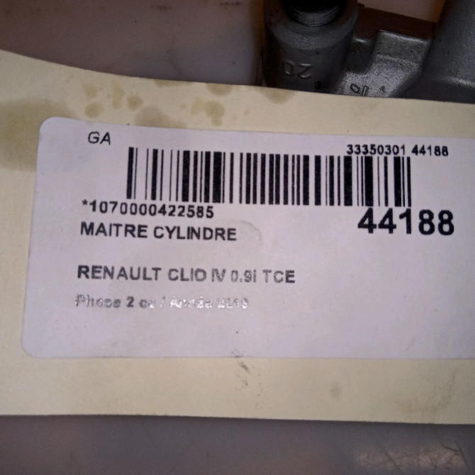 Maitre cylindre occasion RENAULT CLIO IV Phase 2 08-2016->... 0.9i TCE 4