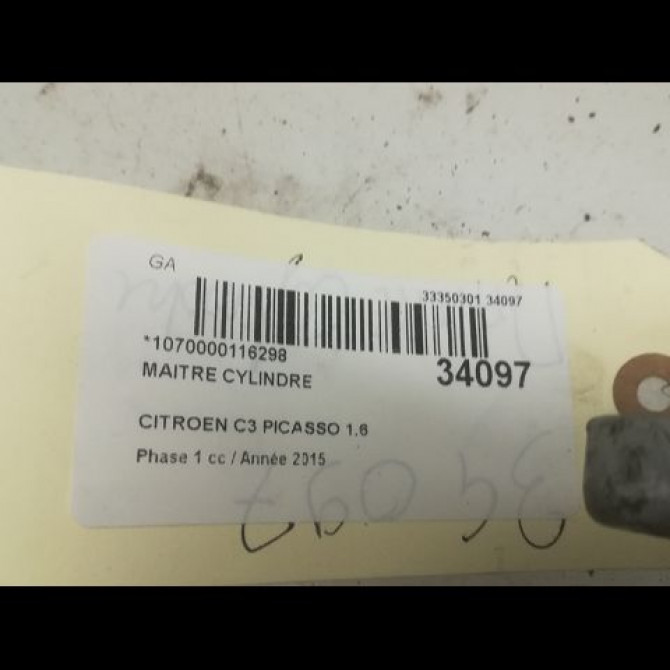 Maitre cylindre occasion CITROEN C3 PICASSO Phase 1 02-2009->08-2012 1.6 HDi 16v 90ch 4601R9 3