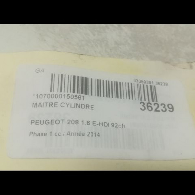 Maitre cylindre occasion PEUGEOT 208 208 Phase 1 2012-03-01->2015-09-30 1.6 E-HDI 92ch 4601R9 3