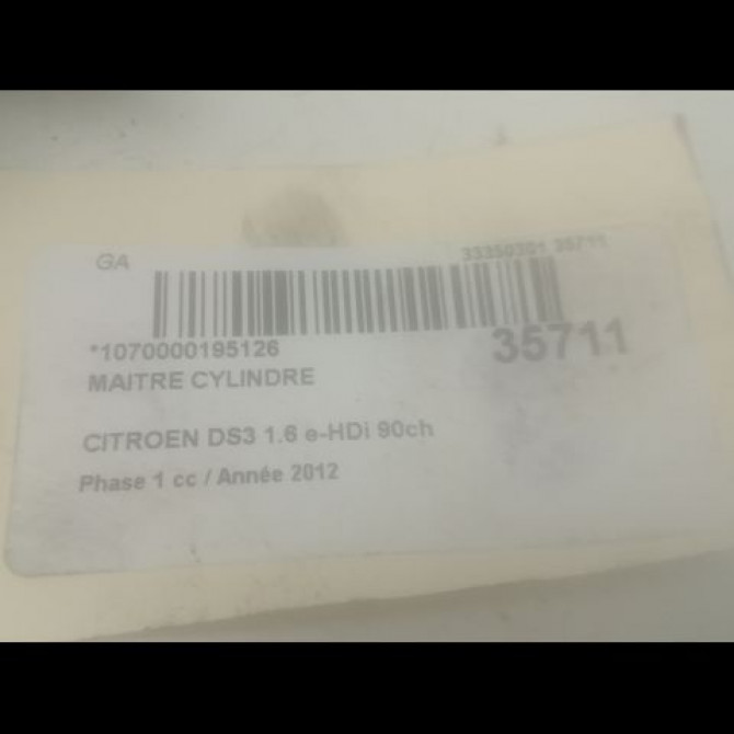 Maitre cylindre occasion CITROEN DS3 Phase 1 11-2009->03-2014 1.6 e-HDi 90ch 4601R9 3