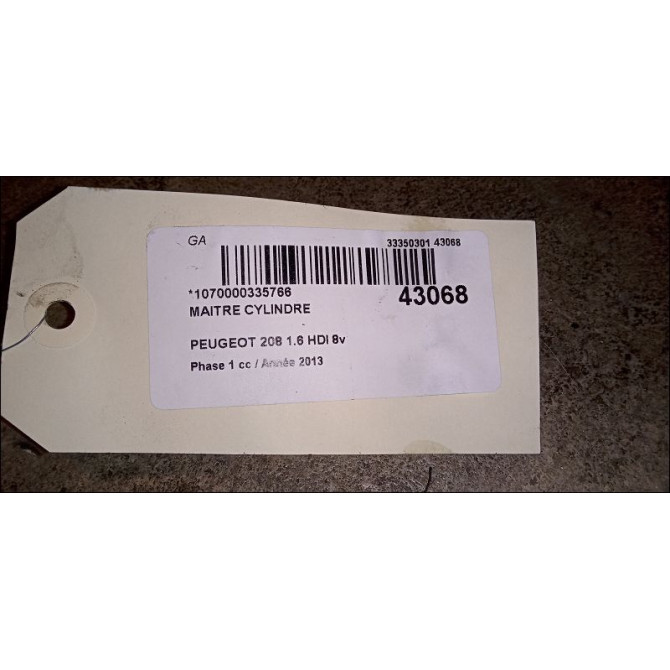 Maitre cylindre occasion PEUGEOT 208 208 Phase 1 2012-03-01->2015-09-30 1.6 HDI 8v 115ch 4601R9 3