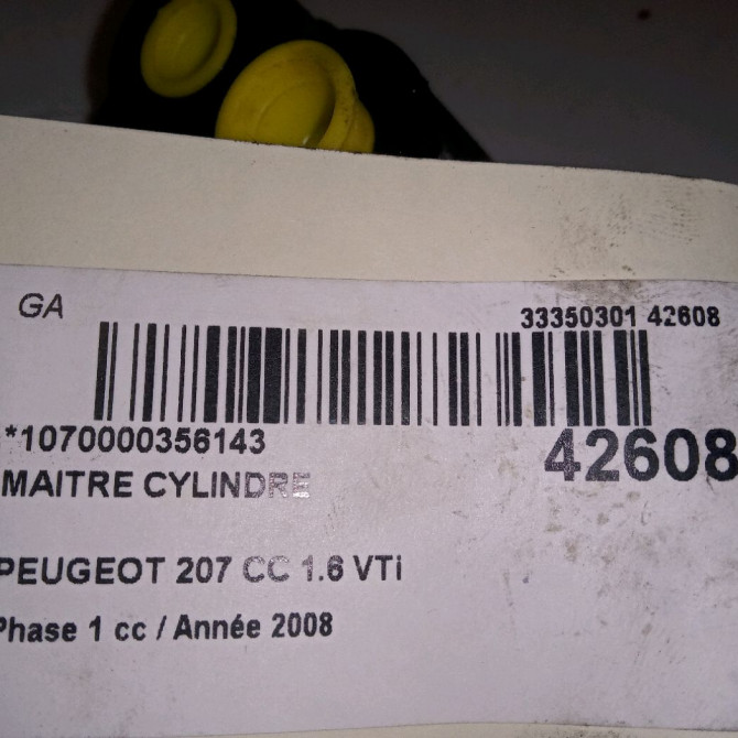 Maitre cylindre occasion PEUGEOT 207 CC Phase 1 03-2007->... 1.6 VTi 120ch 4601R9 3