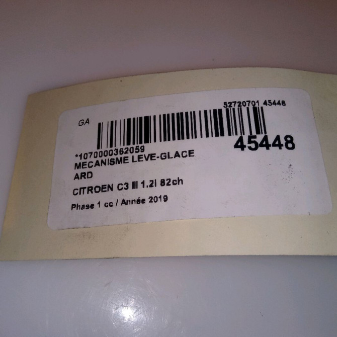 Mecanisme leve-glace arrière droit occasion CITROEN C3 III Phase 1 10-2016->... 1.2i 82ch 9815998280 4
