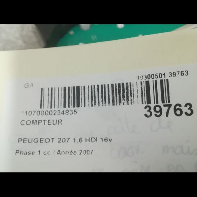 Compteur occasion PEUGEOT 207 Phase 1 04-2006->06-2013 1.6 HDI 16v 90ch 6103EE 3