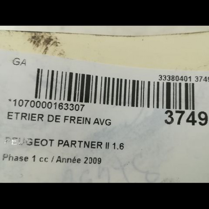Etrier de frein avant gauche occasion PEUGEOT PARTNER II Phase 1 05-2008->03-2012 1.6 HDI 90ch 4400V7 3