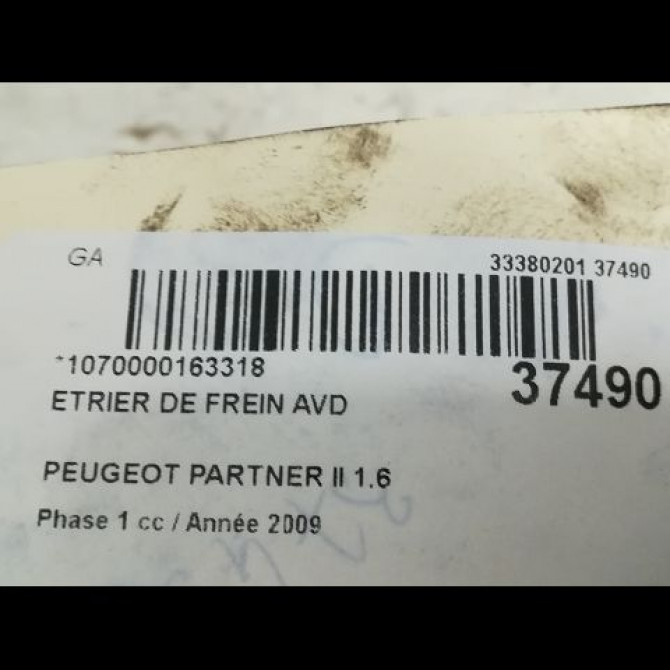 Etrier de frein avant droit occasion PEUGEOT PARTNER II Phase 1 05-2008->03-2012 1.6 HDI 90ch 4400V8 3