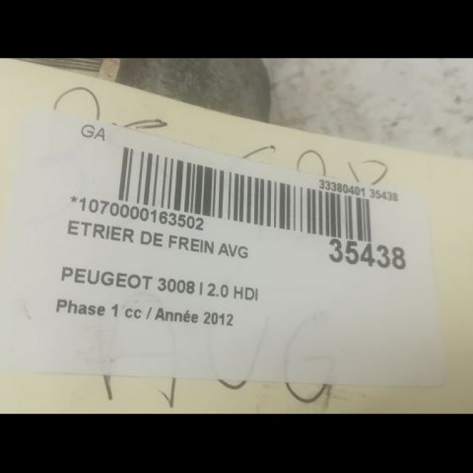 Etrier de frein avant gauche occasion PEUGEOT 3008 I Phase 1 04-2009->12-2013 2.0 HDI 163ch 4400V7 3