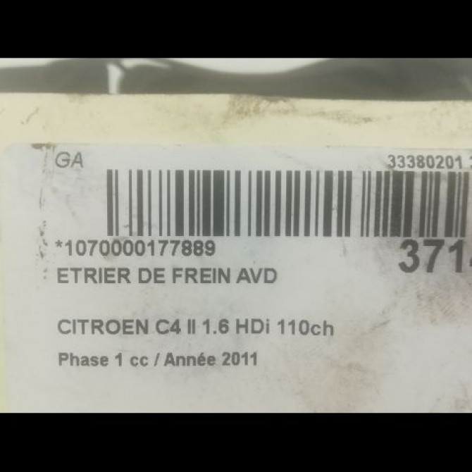 Etrier de frein avant droit occasion CITROEN C4 II Phase 1 10-2010->01-2015 1.6 HDi 110ch 4400V8 3