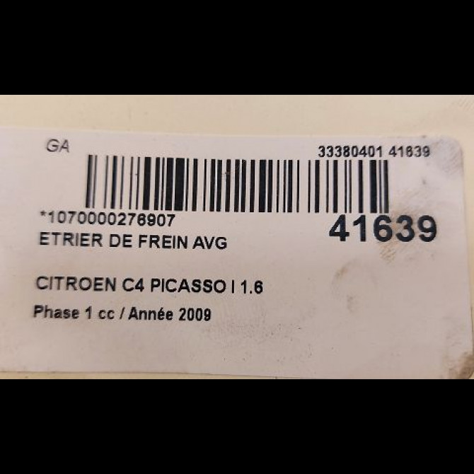 Etrier de frein avant gauche occasion CITROEN C4 PICASSO I Phase 1 01-2007->10-2013 1.6 HDi 16v 110ch 4400V7 3